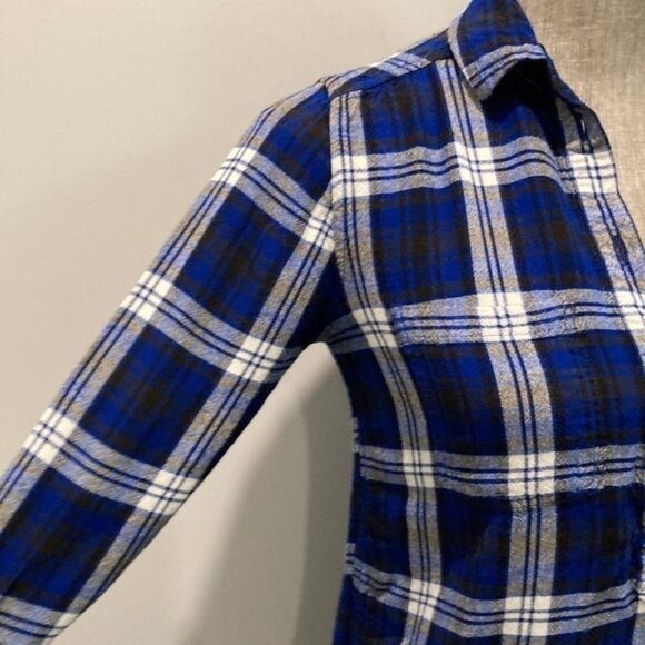 American Eagle Blue Plaid Boyfriend Fit Button Down Shirt - Picture 6 of 13